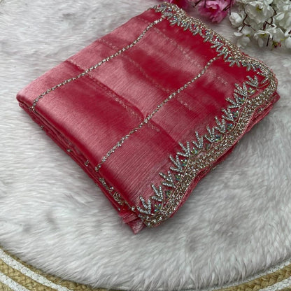 Beautiful Mirror Work Saree with Free Blouse
