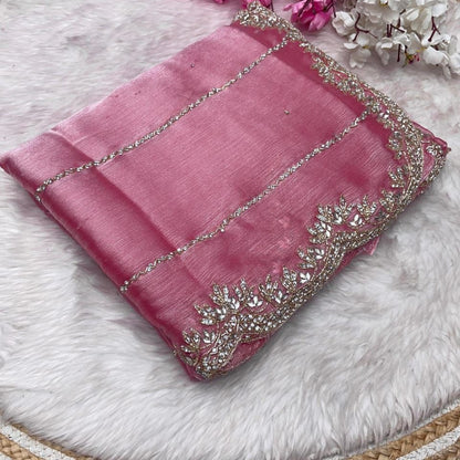 Beautiful Mirror Work Saree with Free Blouse
